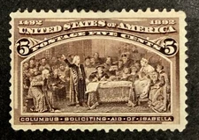 brimar: US Scott #234 Mint (MNH, OG) COLUMBIAN 5¢, NH, Well-Centered, SCV $150