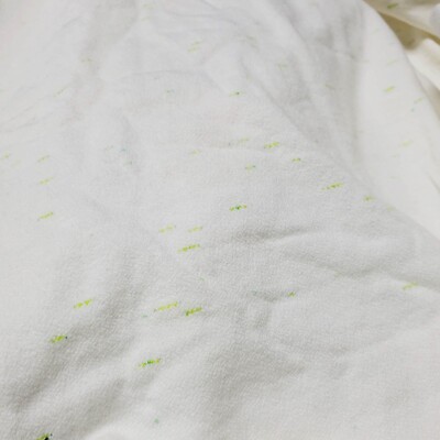 Polyester Stretch Off white Lime Green Flawed Fabric TUBE 2.5 yds X 48''