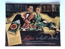 1936 Lucky Strike Cigarrettes Print Mag Advertisement Lounging Couple Luckies 