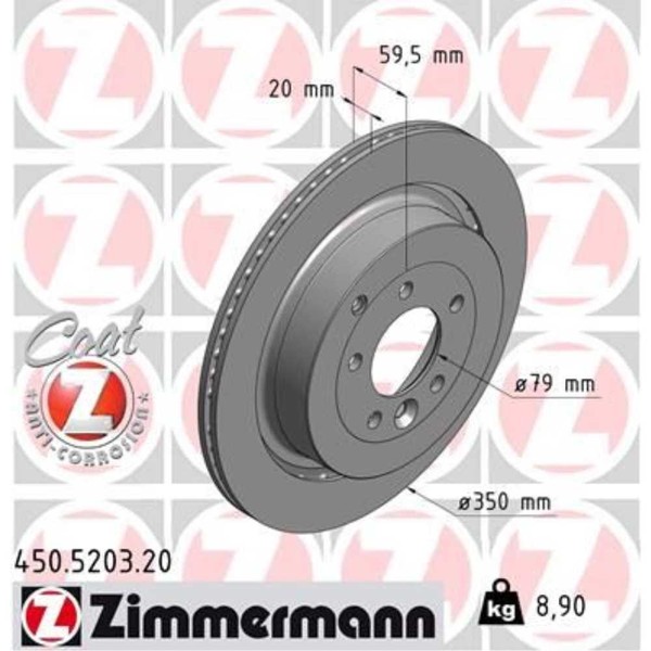 Zimmermann 2X Bremsscheibe Hinten Ø350 Mm AußEnbelüFtet FüR Land Rover-image