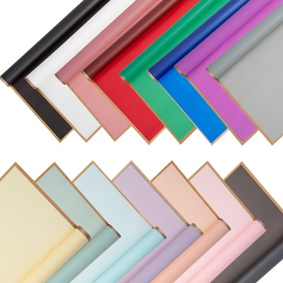 150 Sheets Floral Wrapping Paper 15 Colors Waterproof Bouquet Paper Gold Edge