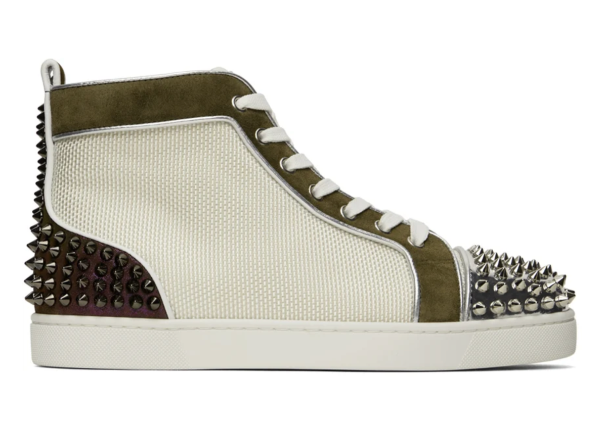 CHRISTIAN LOUBOUTIN Louis Spikes 2 白 Christian Louboutin Louis Junior Spikes Sneakers - Calf