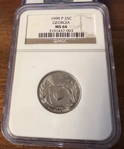 1999 -P GEORGIA STATE QUARTER NGC MS66 ACTUAL COIN #G441