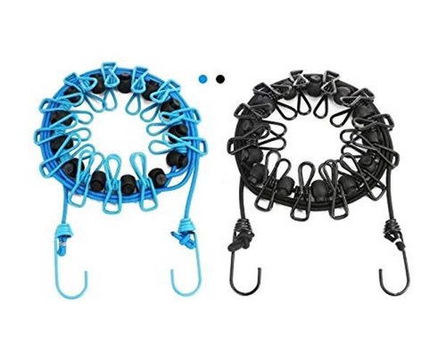 Newraturner 2 Pack Portable Clothesline with 12 Clothespins,  Assorted Sizes 