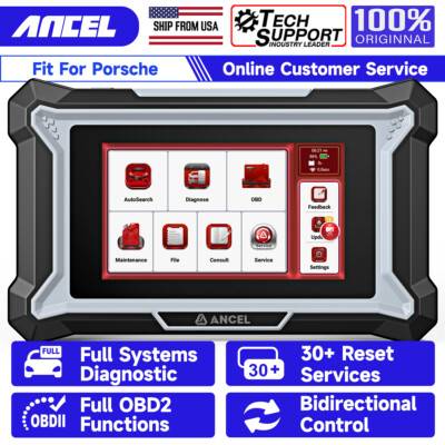 ANCEL Fit for Porsche OBD2 Scanner Bi-directional ECU Coding Car Diagnostic Tool