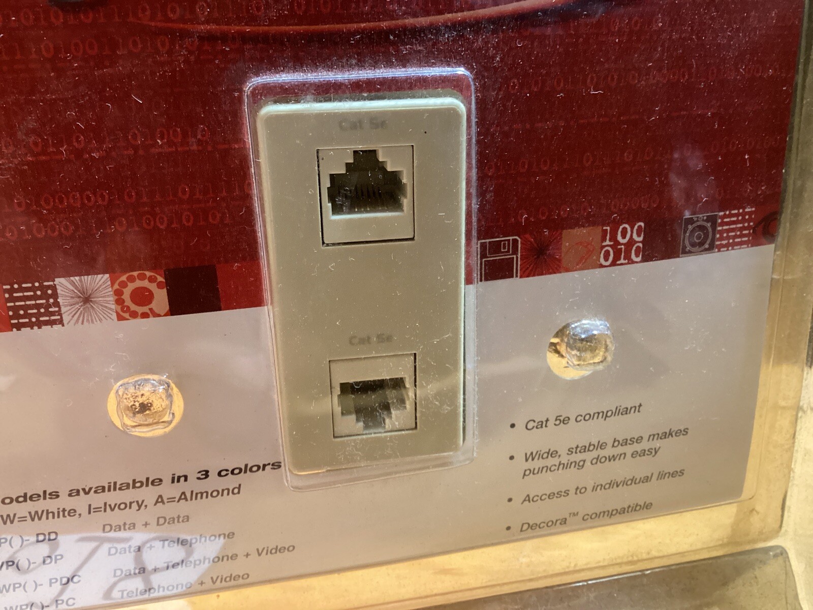 Cat 5e Ethernet Wall Plate Plug for Internet Phone Data Wire