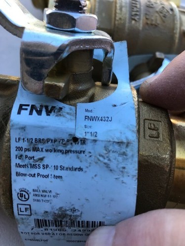 FNW FNWX432J 1-1/2" Full Port Water Service Forged Brass Ball Valve w/ Press End - Picture 2 of 4