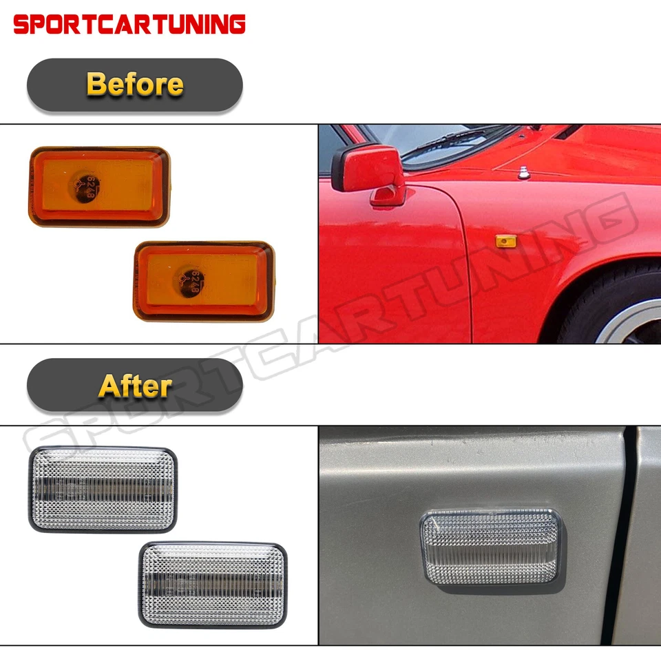 LED Amber Side Marker Lights Blinker For VW Golf Jetta Mk2 Porsche 911 993 968 Foto 3 de 4