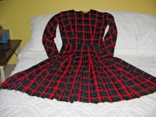 Vintage 1960's Red Plaid Tartan Wool Dress Junior Accents By Frank Adams Rare