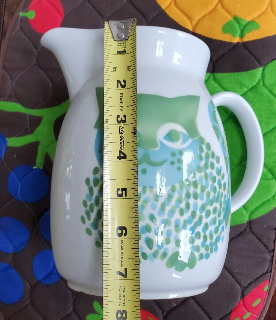 Arabia Finland Midcentury Blue Green Kissa Cat Large Pitcher Kaj