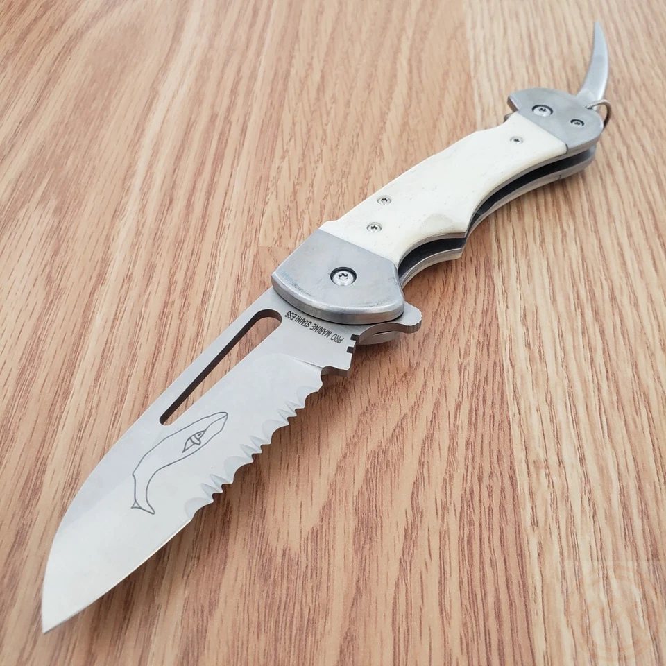 Myerchin Generation 2 Captain Folding Knife 3.25" Stainless Blade Bone Handle - Image 2 of 4