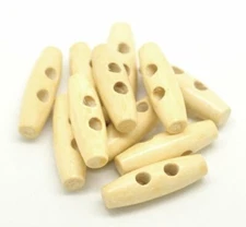 50PCs Wood Sewing Horn Toggle Buttons 2 Holes Cloth Accessories 35mm(1 3/8") x 1