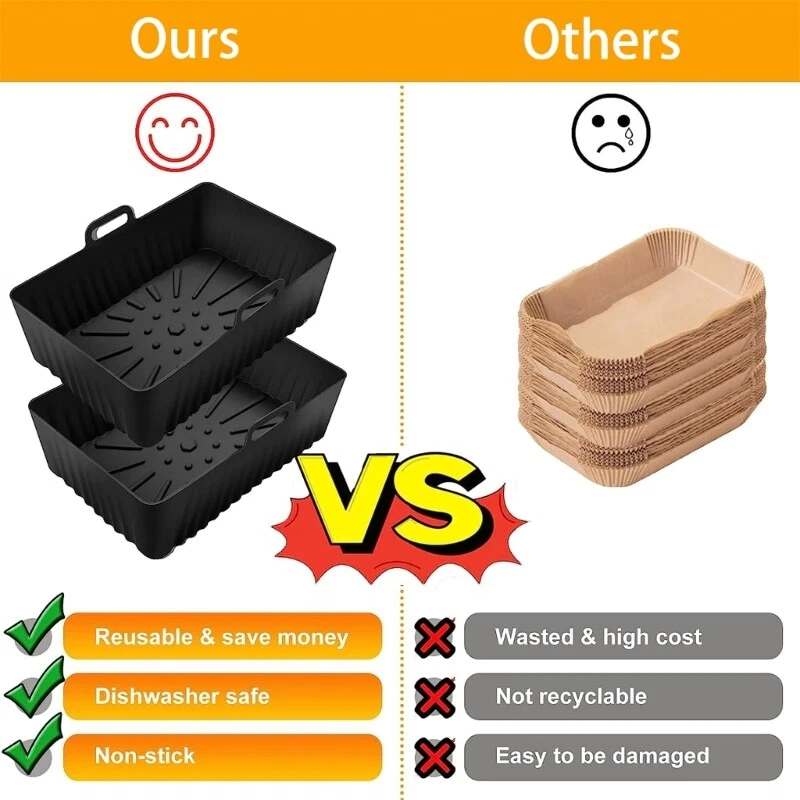 Air Fryer Silicone Basket Tray Baking Mat Reusable Non-stick Air Fryer Accessory