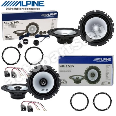 Kit 6 Caleuses Haut-Parleurs Alpine SXE 6,5" Avant Arrière Coaxial 4Ω 2 voies - Photo 1/4