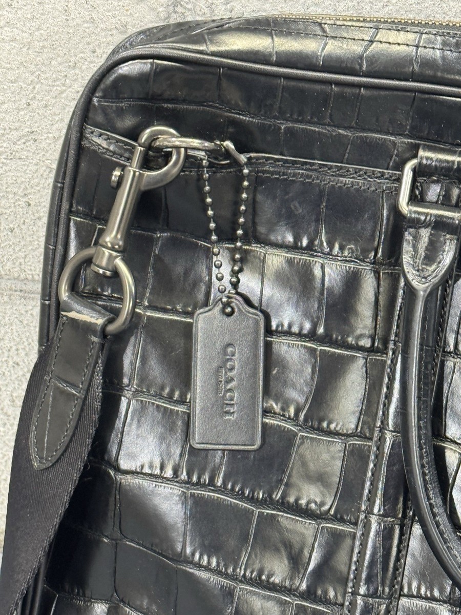 COACH Metropolitan Briefcase Jet Black Crocodile Embossed Leather