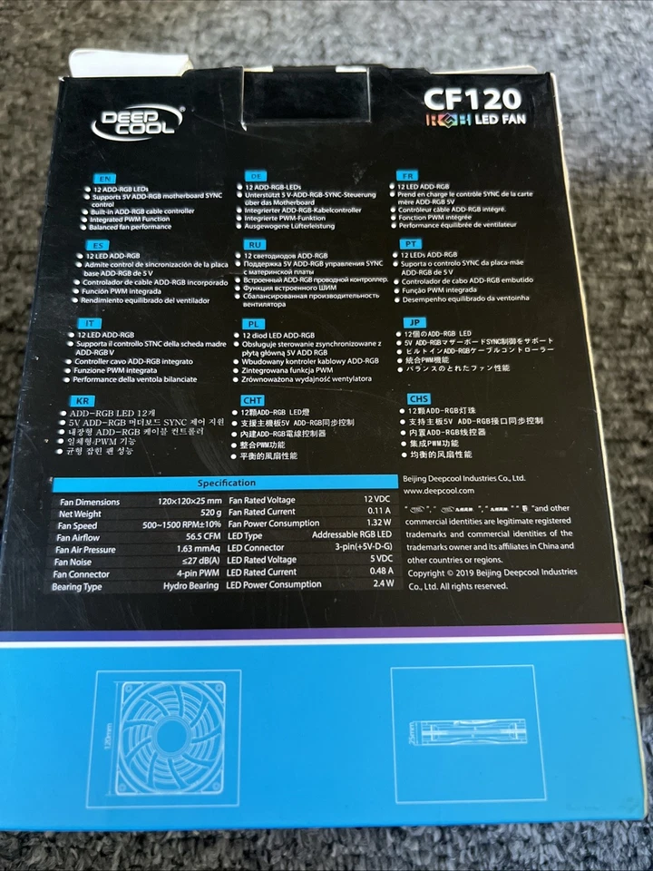 Deep Cool CF120 RGB FAN compatible with Asus Razor Gigabyte MSI ASrock - Image 2 of 2