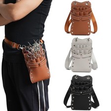 Salon Barber Hairdressing Scissor Waist Pouch PU Leather for Pet Groomer