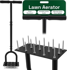Lawn Aerator Tool with 15 Spikes T Handle Manual Lawn Grass Soil Aerating Tool