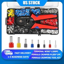 Professional Crimping Tool Kit Set w/1200 Terminals AWG23-7 0.25-10mm  DIY US