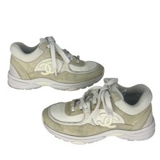 Chanel 2020 CC Logo Low Top Mixed Media Suede Leather Nylon Sneakers Size 36.5