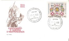 1866-1966 THE CENTENARY OF INDEPENDENCY AND UNION ITALY REPUBLIC FDC 1966