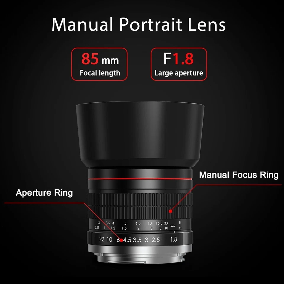 85mm Lens for Canon RF - 85mm f1.8 Portrait Lens Manual Focus(MF) for Canon EOS - Image 2 of 4