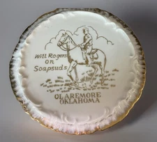 Vintage Tea Tile Trivet Will Rogers on Soapsuds 22K Gold Souvenir by PARKSMITH