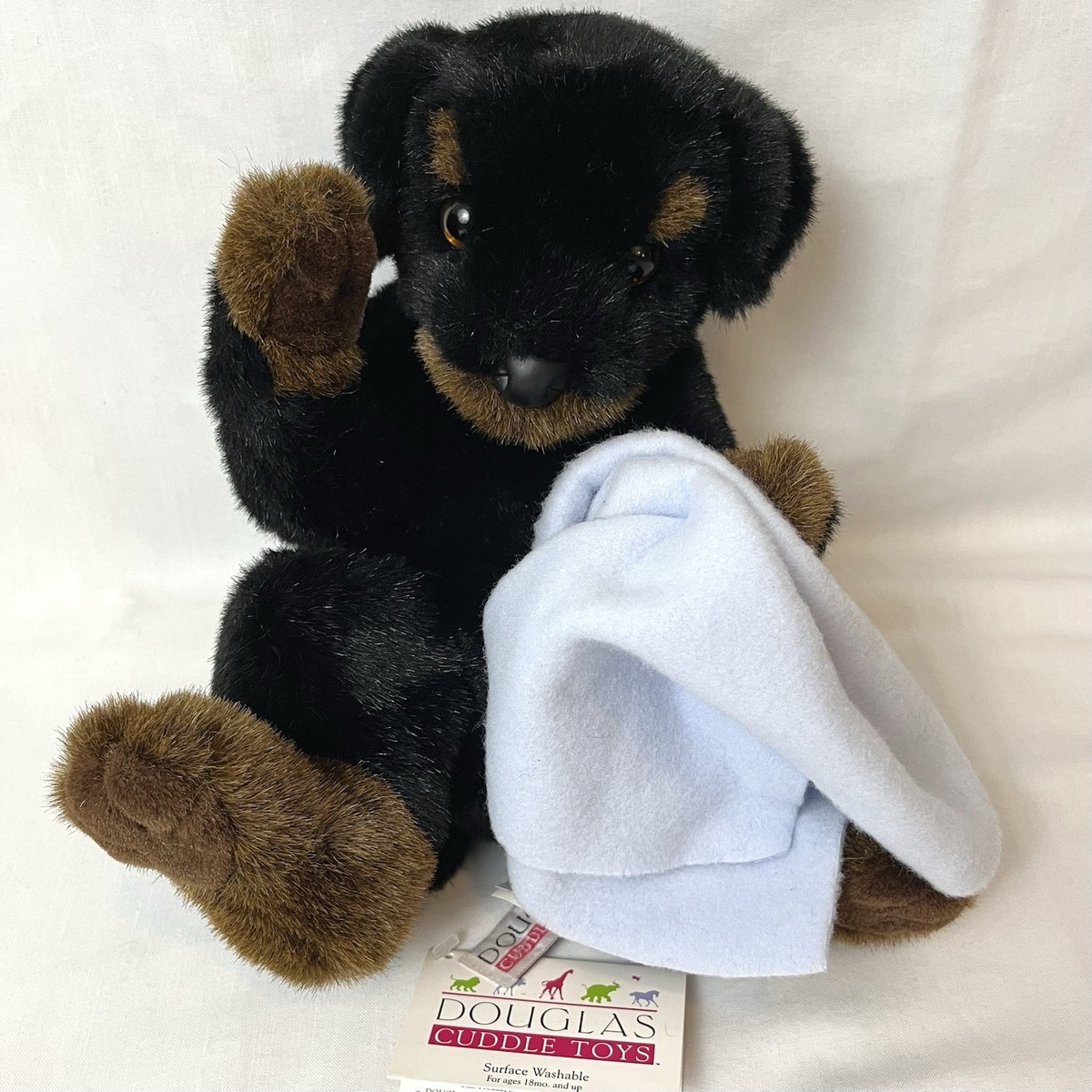 Douglas Rottweiler Puppy Dog w/Blue Blanket Plush Stuffed Animal
