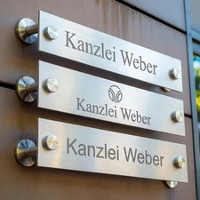 Silber Aluminium geschliffen Premium Werbeschild Tierarzt Praxis Kanzlei Büro
