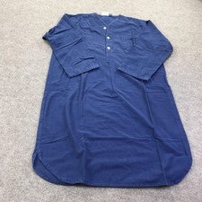 The Vermont Country Store Sleep Shirt Mens Medium Blue Flannel Henley Cotton