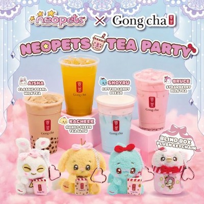 Neopets x GongCha Collab Plush Keychain Blind Box   New Sealed