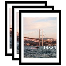 YESKAY 18x24 Picture Frame Black Set of 3, Display Pictures 16x20 with Mat or...
