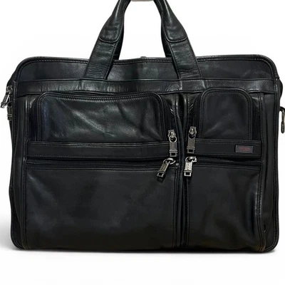 Sac à main d'affaires TUMI mallette en cuir noir pour hommes 96041D4 - Photo 1/4