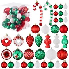 Christmas Tree Ornaments Set 56pcs Red and Green White Large Red White Green