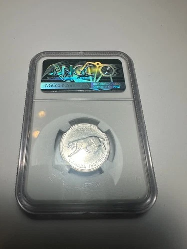 1967 CANADA SILVER 25 CENTS MS 60 NGC  BEAUTIFUL GEM COIN
