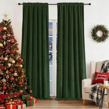 CUCRAF Dark Olive Green Velvet 100 Blackout Curtains 84 inches Long, Forest G...