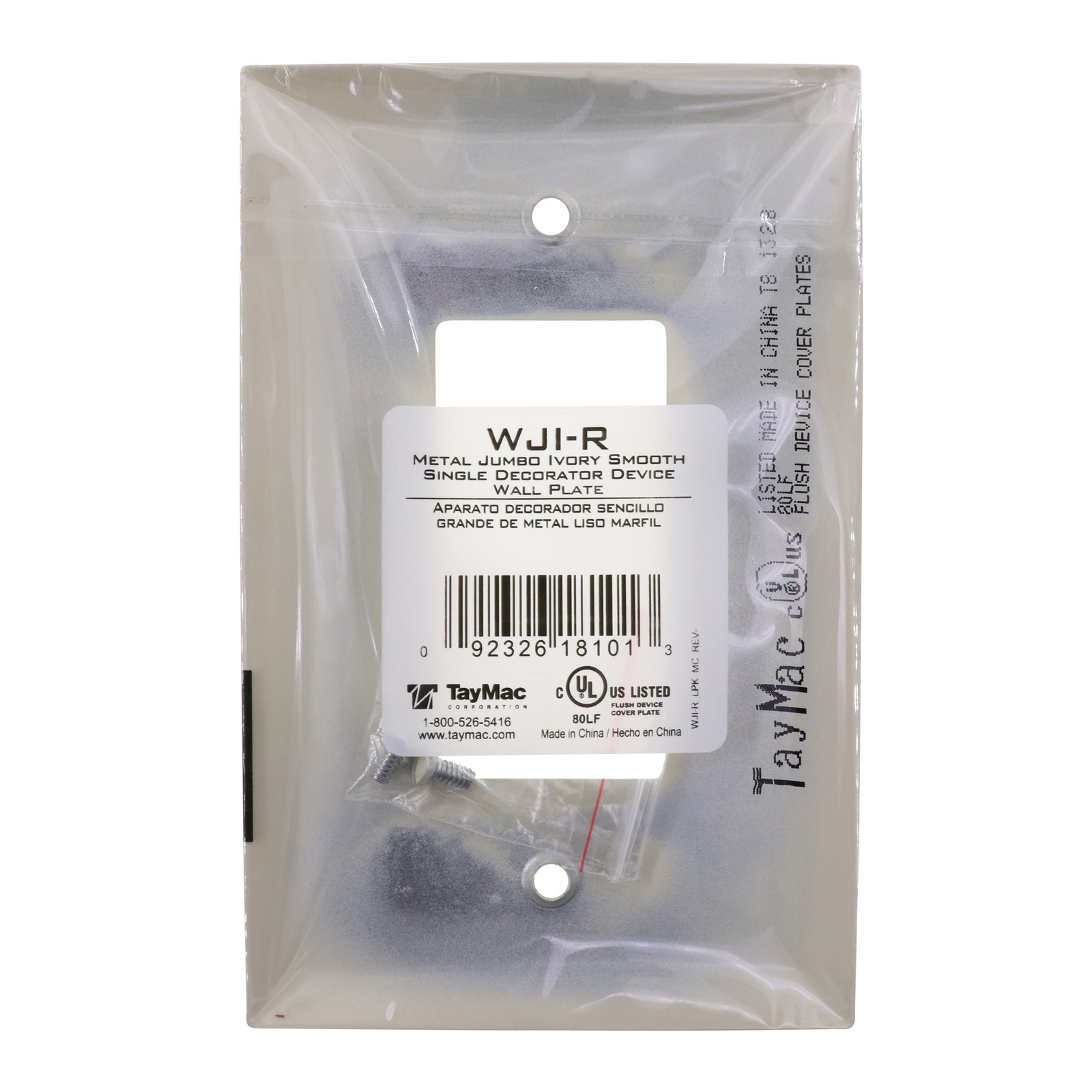 TAYMAC WJI-R JUMBO METALLIC WALLPLATE, 1-GANG, DECORATOR, IVORY, (20-PACK)