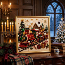 3D Christmas Train Diamond Painting Kit Pearl Beaded Holiday Craft Decor DIY