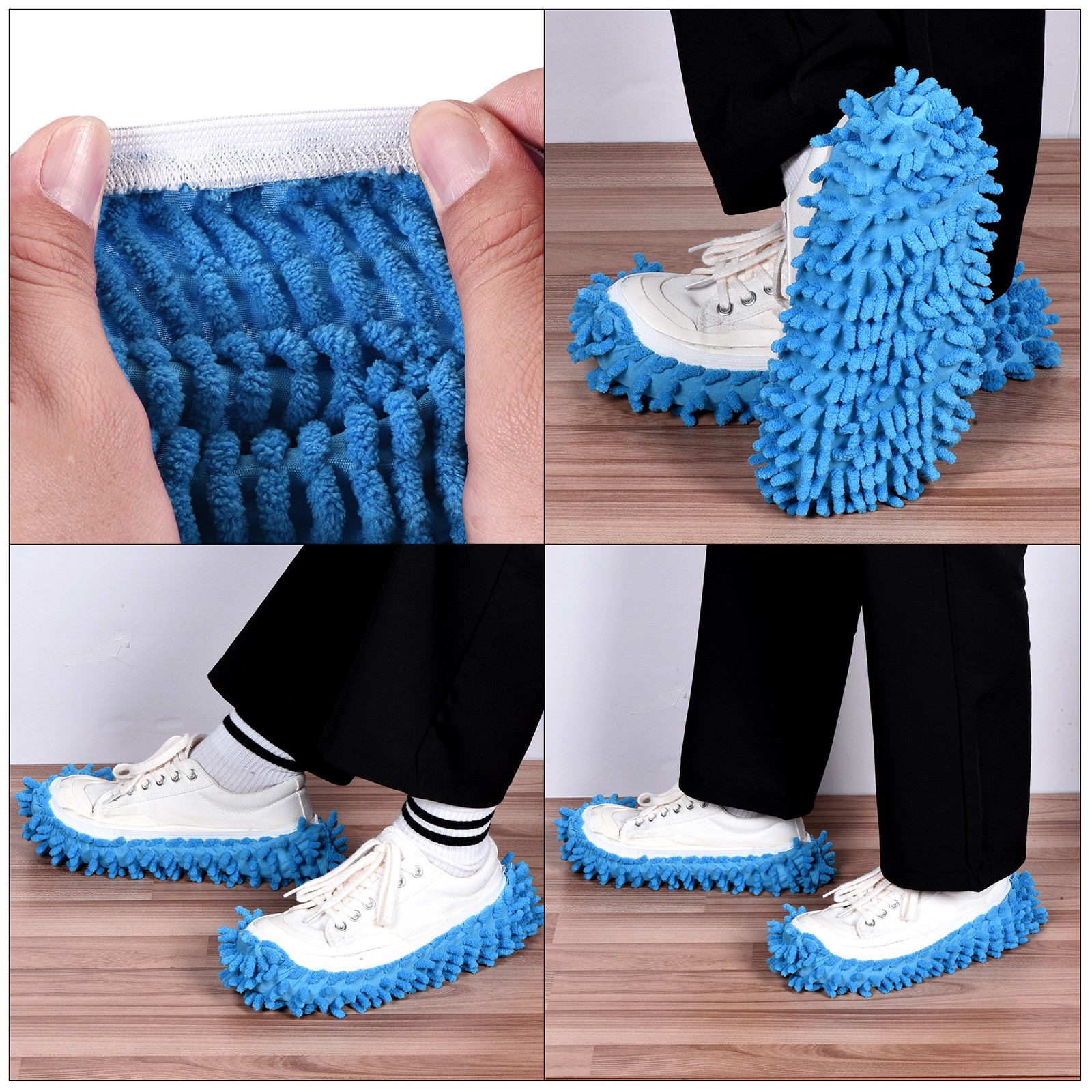 8Pcs Mop Slippers Washable Cleaning Shoes Cover Duster Chenille Fuchsia