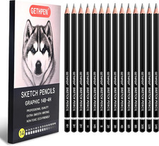 Professional Drawing Sketching Pencil Set - 14 Pieces Graphite Pencils 14B - 4H 