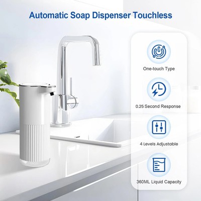 360ML Wandmontierter Automatischer Seifenspender Wasserdicht Wiederaufladbar Berührungslos