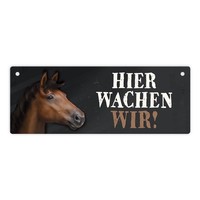 Metallschild Mit Pferd Motiv Und Spruch: Hier Wachen Wir! TüRschild Wachsschild