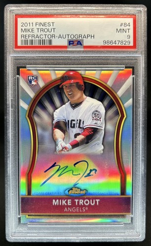 2011 Topps Finest Mike Trout Auto RC Refractor #/499 Angels PSA 9 Rookie