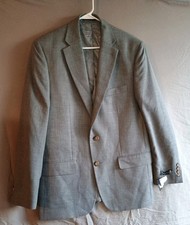 Lauren Ralph Lauren Men 40 R Gray Suit Jacket Blazer Poly Rayon Linen 2 Button