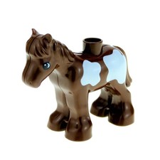 1x Lego Duplo Tier Pferd Fohlen braun Flecken weiß Reitstall horse03c01pb05