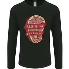 Camiseta Manga Larga Hombres BBQ Estampado Funny Steak Grill Braai Negro
