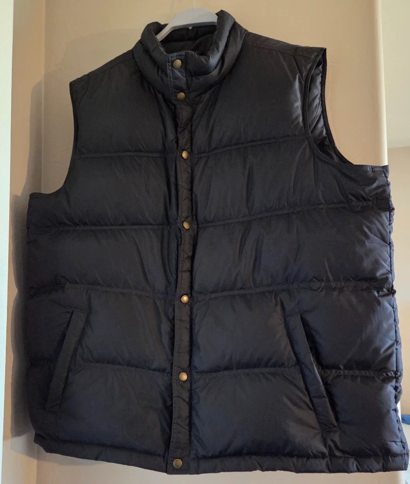 Mens Puffer Jacket Lands End XXL Black Goose Down Filled Quilted Padded - Image 3 of 4