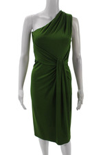 Michael Kors Womens Sleeveless One Shoulder Pencil Dress Green Size 6