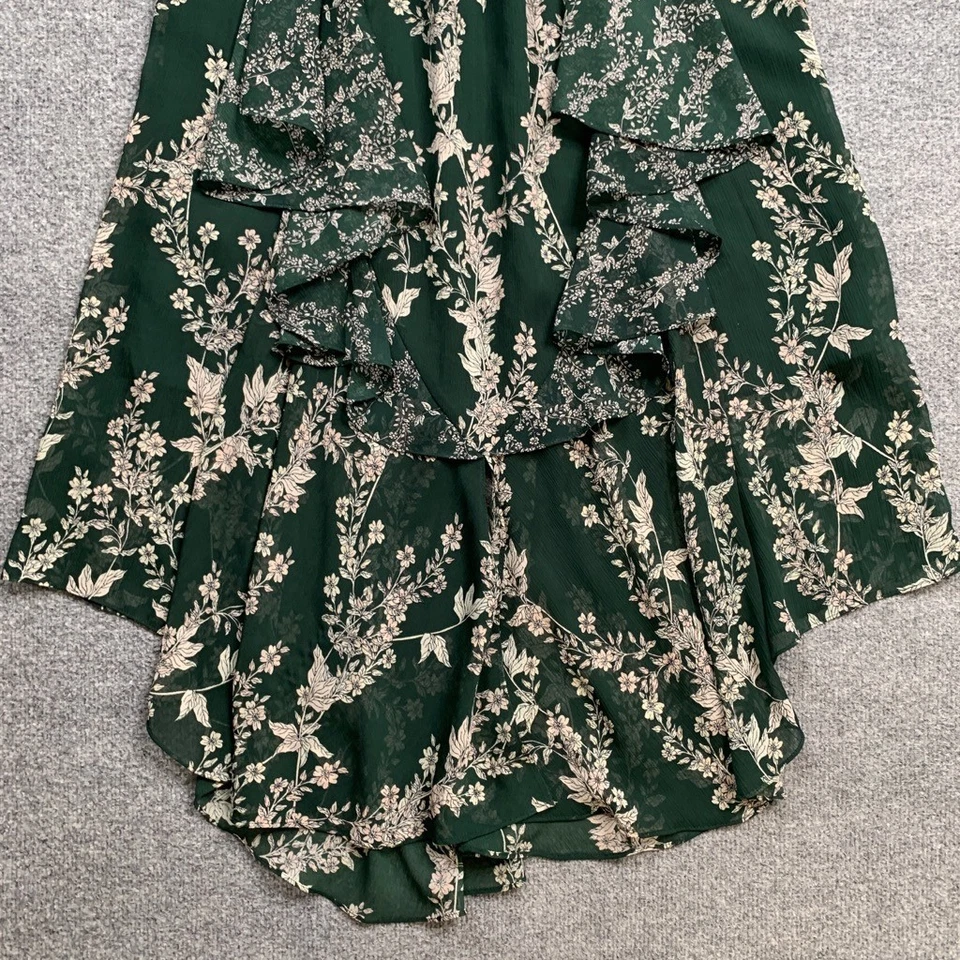 Falda BCBGmaxazria para mujer M mediana albahaca volantes florales alta baja forrada Foto 3 de 4