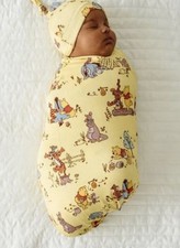 Disney Little Sleepies Pooh Swaddle Set Newborn Crescent Zippy Bundle